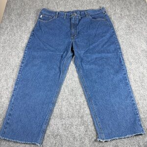 Carhartt B17 DST Relaxed Fit Denim Jeans 44 x 30 Dark Stone Blue Cut Off Hem Vtg